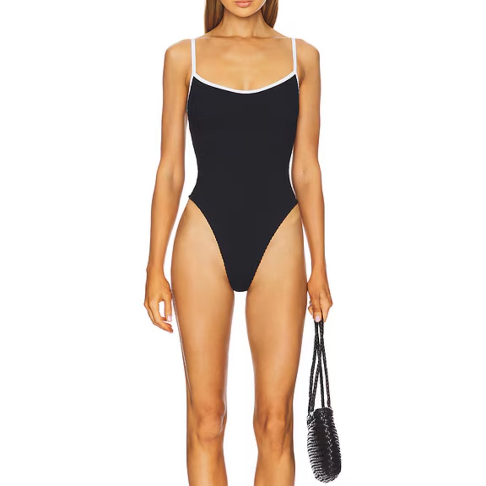 Hunza G Pamela Contrast One-Piece Swimsuit NWT